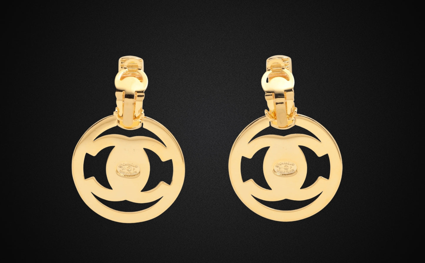 CHANEL Coco Mark Circle Hoop Earrings