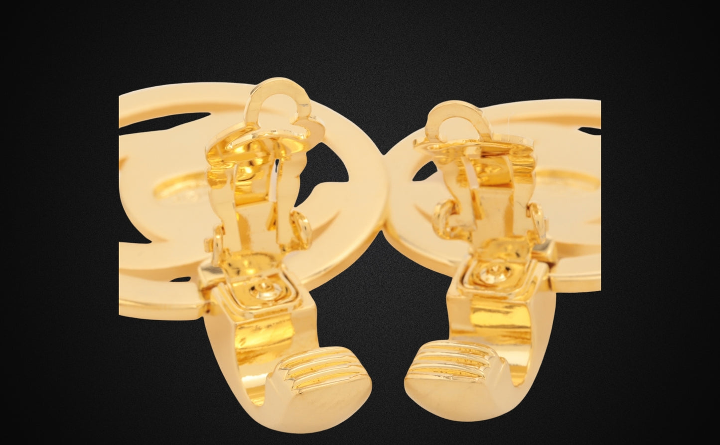 CHANEL Coco Mark Circle Hoop Earrings