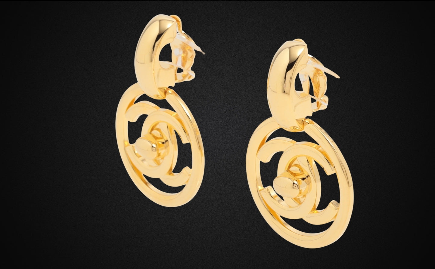 CHANEL Coco Mark Circle Hoop Earrings