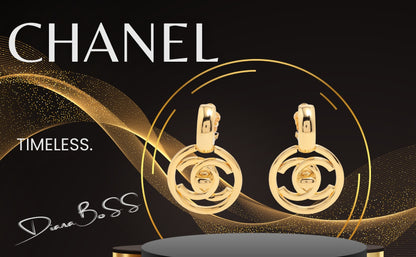 CHANEL Coco Mark Circle Hoop Earrings