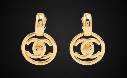 CHANEL Coco Mark Circle Hoop Earrings